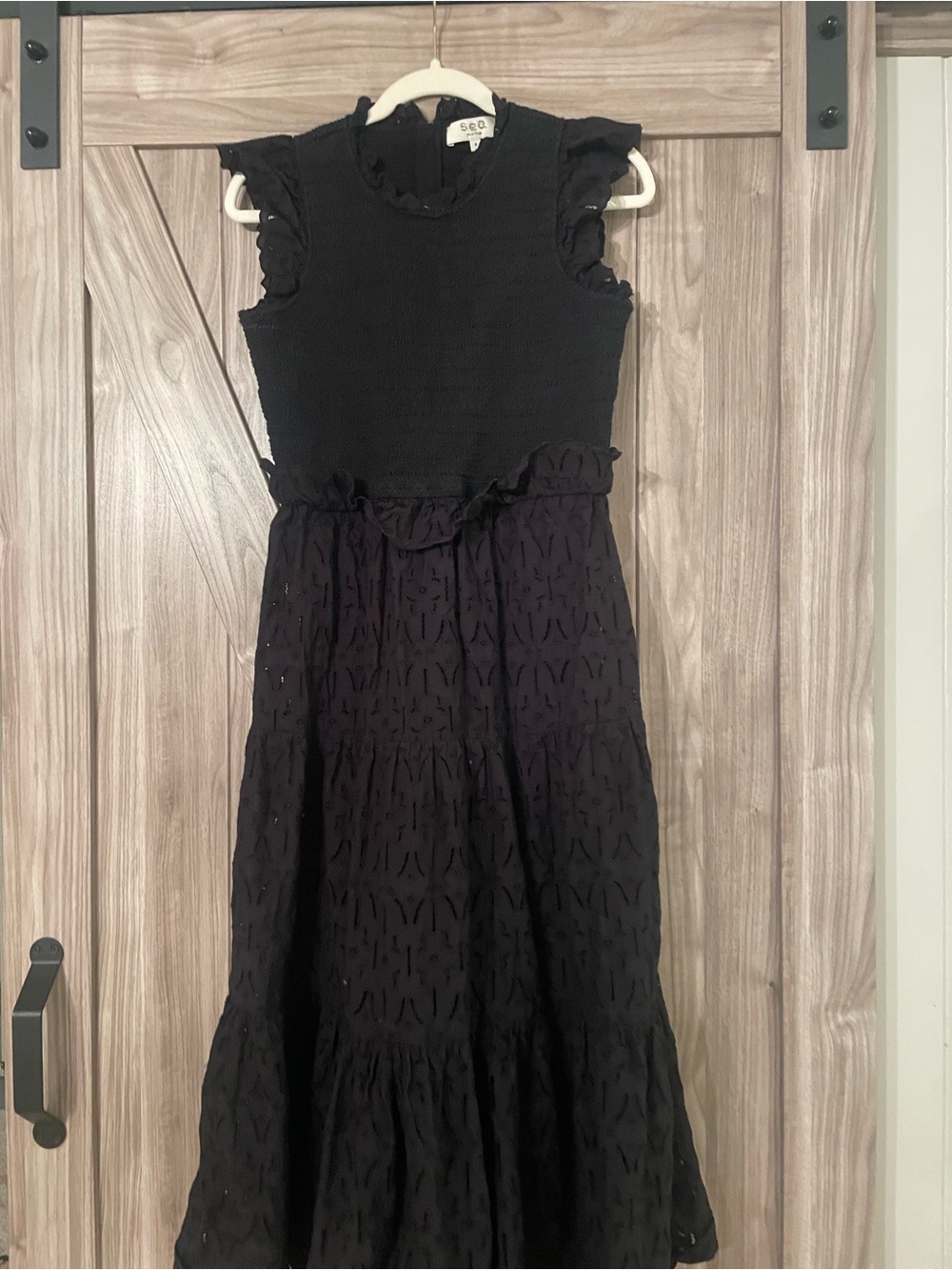 Sea New York Black Sleeveless Ruffle Maxi Dress
